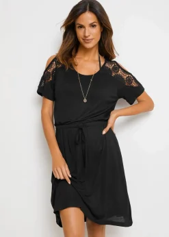 bonprix Nachhaltigere Materialien|Kleider^Transparentes Strandkleid aus Viskose schwarz