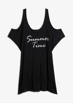 bonprix Strandmode|Bademode·Strandmode^Transparentes Strandkleid aus Viskose schwarz
