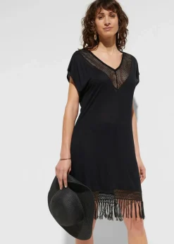 bonprix Strandmode|Bademode·Strandmode^Transparentes Strandkleid aus Viskose schwarz