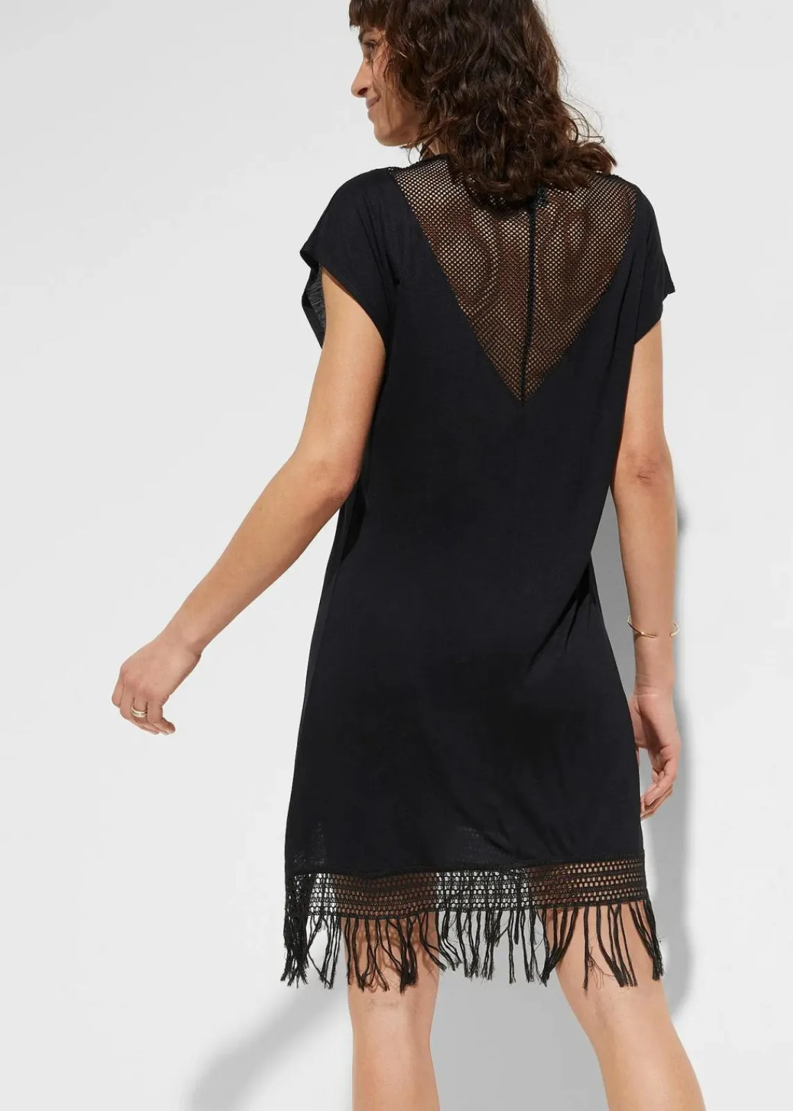 bonprix Strandmode|Bademode·Strandmode^Transparentes Strandkleid aus Viskose schwarz