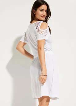 bonprix Strandmode|Bademode·Strandmode^Transparentes Strandkleid aus Viskose weiß