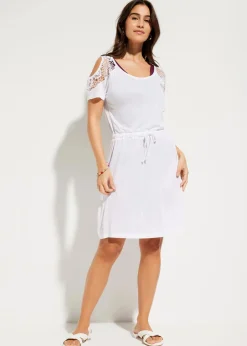 bonprix Strandmode|Bademode·Strandmode^Transparentes Strandkleid aus Viskose weiß