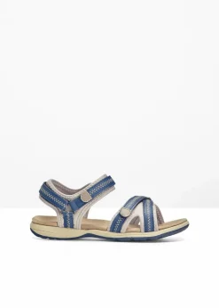 bonprix Sommerschuhe^Trekkingsandalen mit Profilsohle dunkelblau/beige