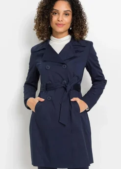 bonprix Jacken & Mäntel|Bekleidung·Hosen^Trenchcoat aus Baumwolle dunkelblau