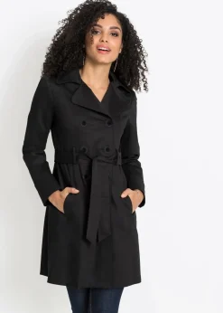 bonprix Bekleidung·Hosen|Jacken & Mäntel^Trenchcoat aus Baumwolle schwarz