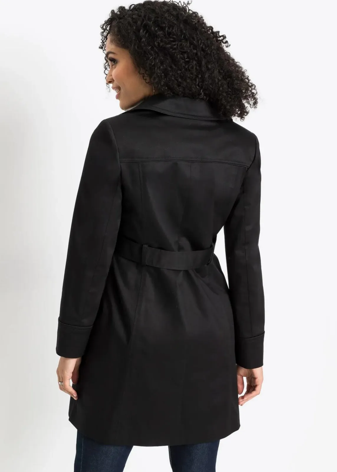 bonprix Bekleidung·Hosen|Jacken & Mäntel^Trenchcoat aus Baumwolle schwarz