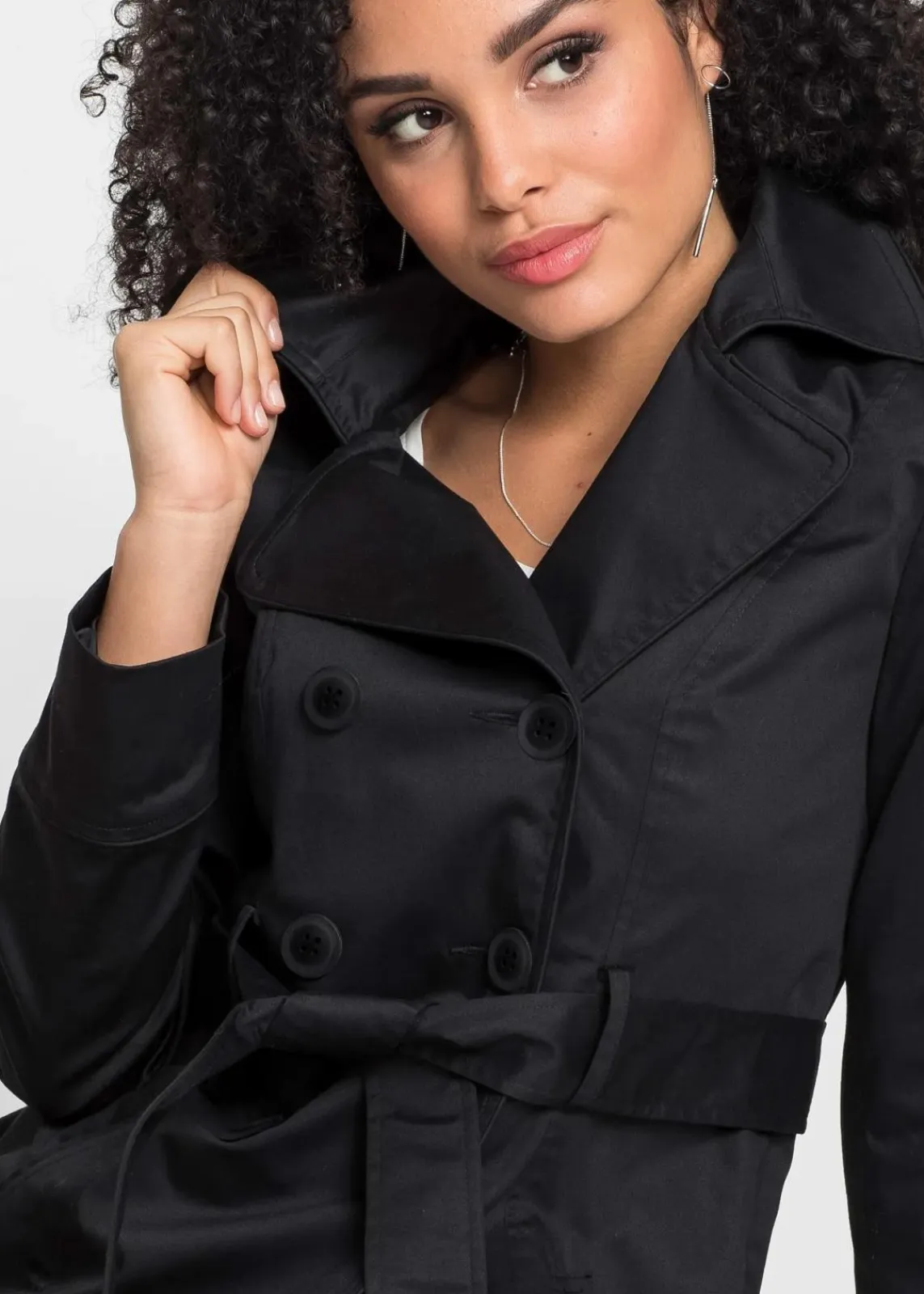 bonprix Bekleidung·Hosen|Jacken & Mäntel^Trenchcoat aus Baumwolle schwarz