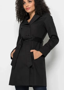bonprix Bekleidung·Hosen|Jacken & Mäntel^Trenchcoat aus Baumwolle schwarz