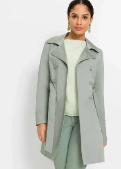 bonprix Jacken & Mäntel|Bekleidung·Hosen^Trenchcoat aus Baumwolle rauchgrün
