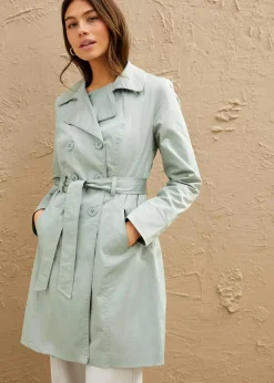 bonprix Jacken & Mäntel|Bekleidung·Hosen^Trenchcoat aus Baumwolle rauchgrün