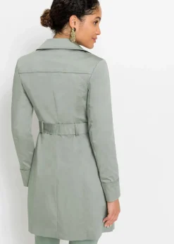 bonprix Jacken & Mäntel|Bekleidung·Hosen^Trenchcoat aus Baumwolle rauchgrün