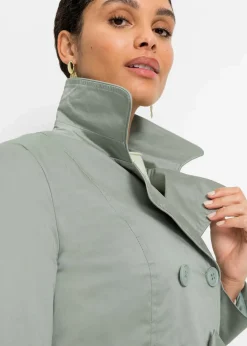 bonprix Jacken & Mäntel|Bekleidung·Hosen^Trenchcoat aus Baumwolle rauchgrün