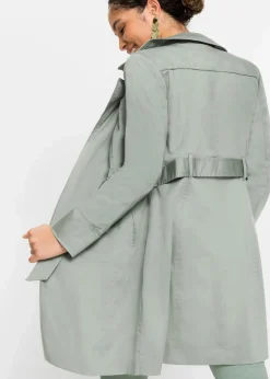 bonprix Jacken & Mäntel|Bekleidung·Hosen^Trenchcoat aus Baumwolle rauchgrün