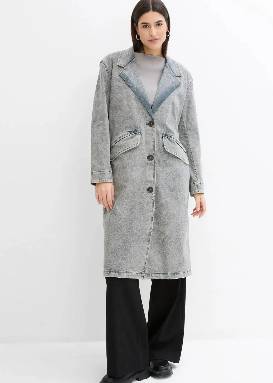 bonprix Jacken & Mäntel^Trenchcoat aus Twill anthrazit washed