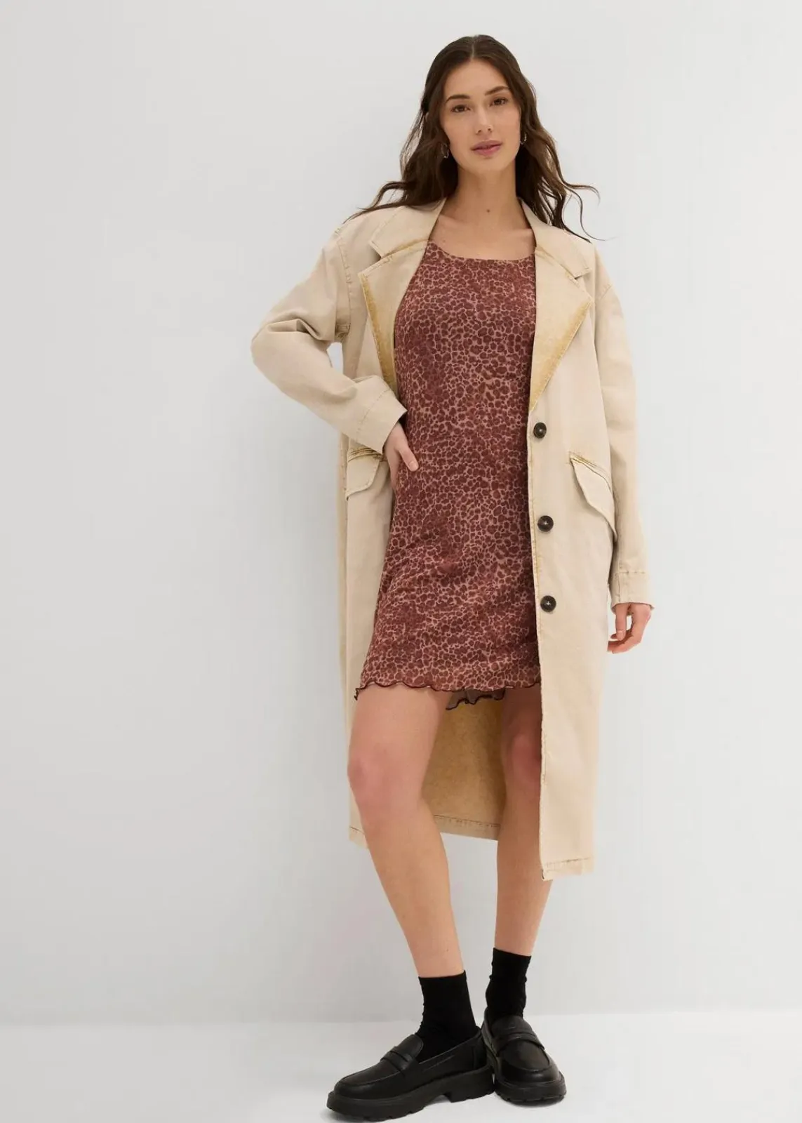 bonprix Jacken & Mäntel^Trenchcoat aus Twill latte macchiato washed