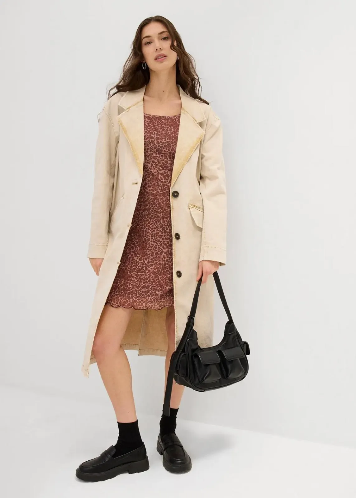 bonprix Jacken & Mäntel^Trenchcoat aus Twill latte macchiato washed