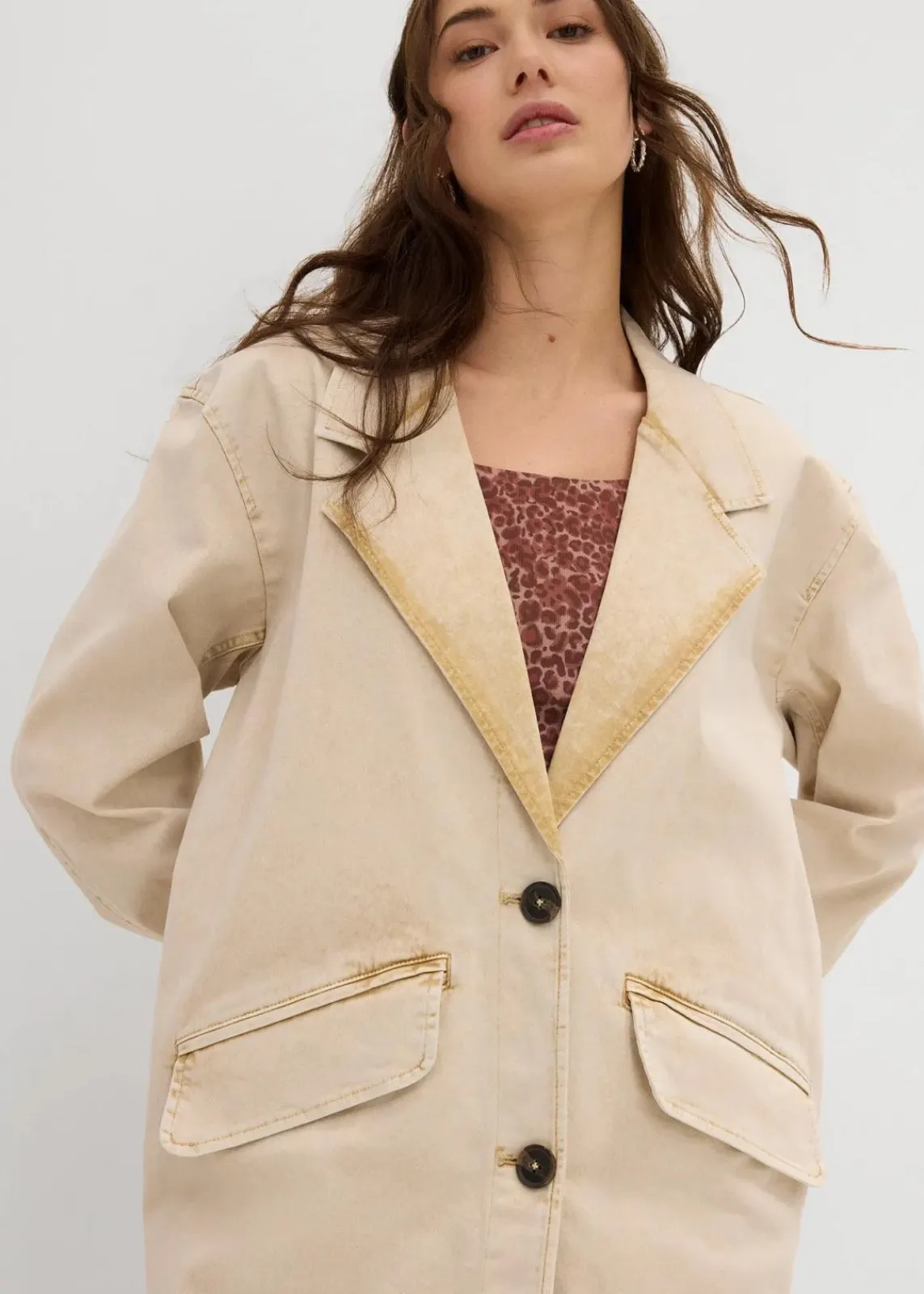 bonprix Jacken & Mäntel^Trenchcoat aus Twill latte macchiato washed