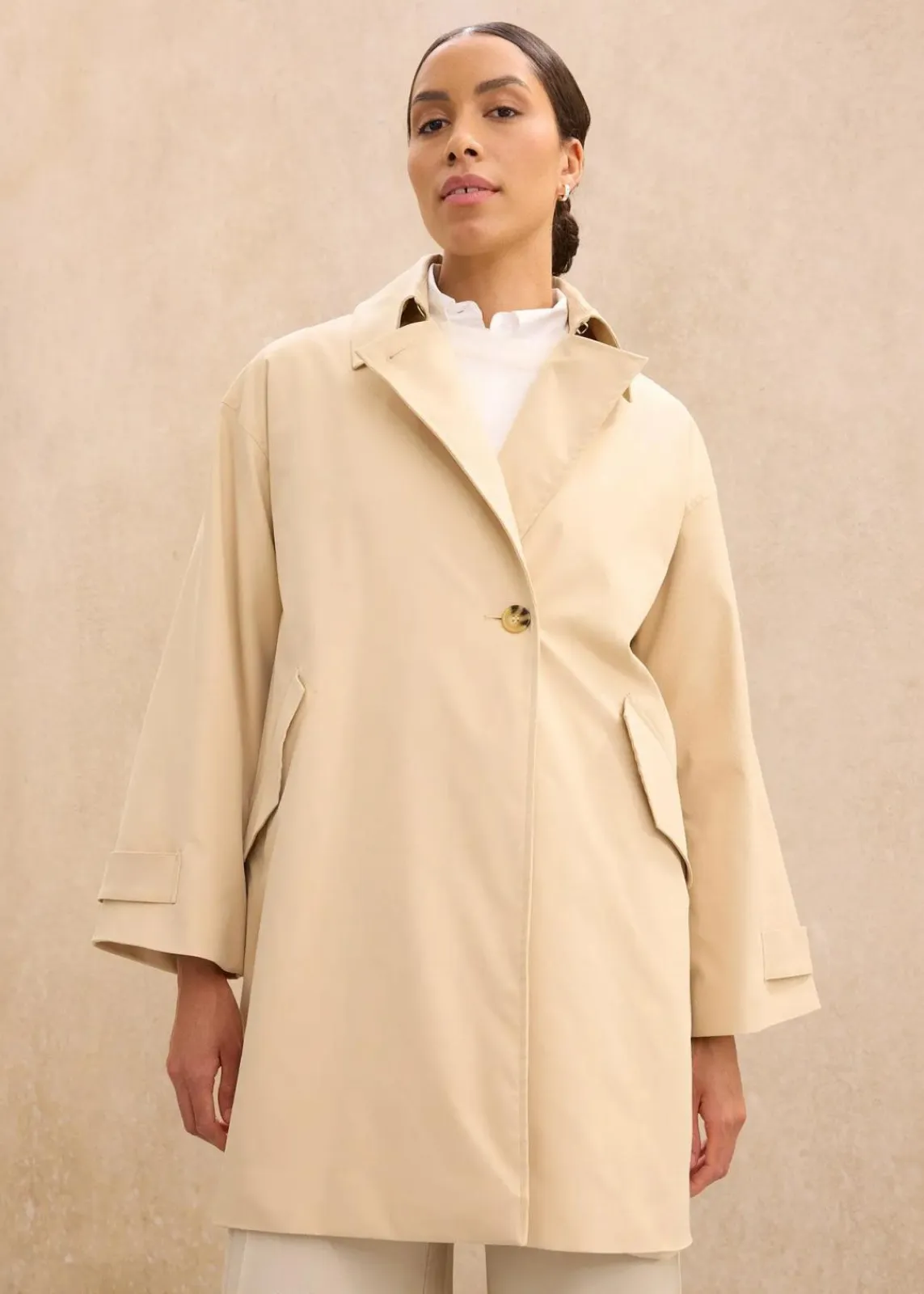 bonprix Bekleidung·Hosen|Jacken & Mäntel^Trenchcoat in A-Linie grünbeige