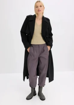 bonprix Jacken & Mäntel|Bekleidung·Hosen^Trenchcoat in Wolloptik schwarz