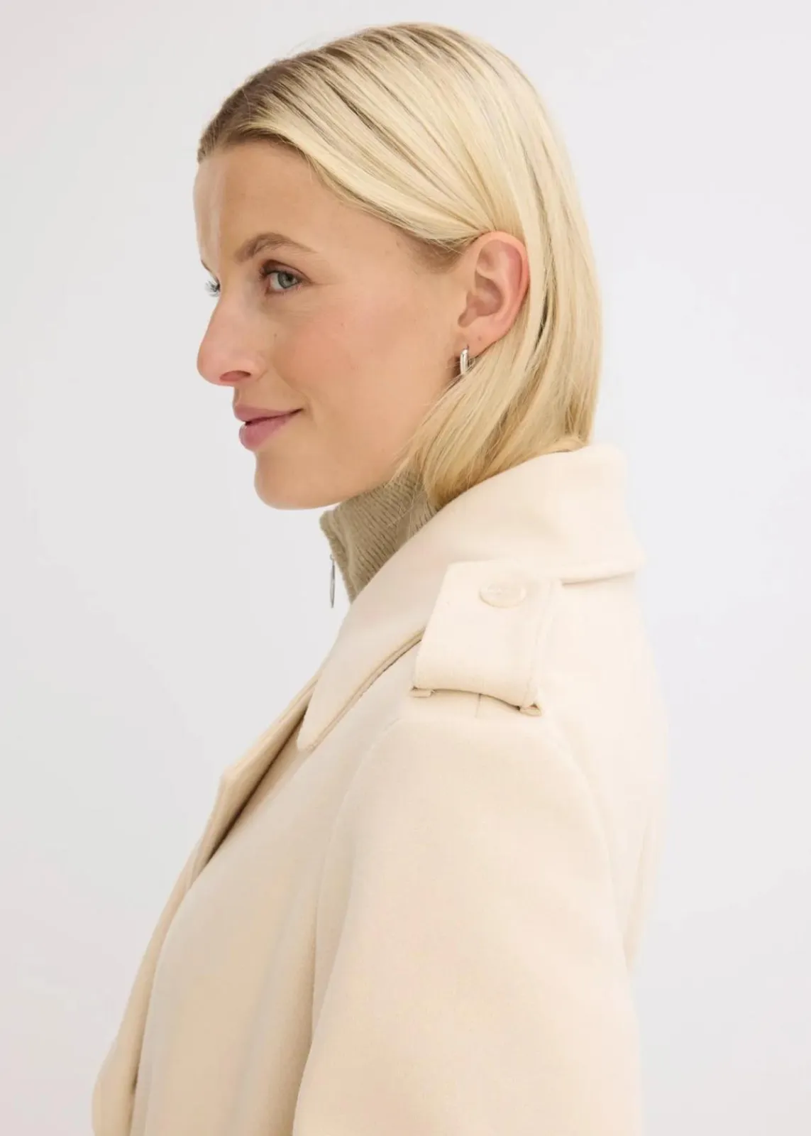 bonprix Bekleidung·Hosen|Jacken & Mäntel^Trenchcoat in Wolloptik kieselbeige