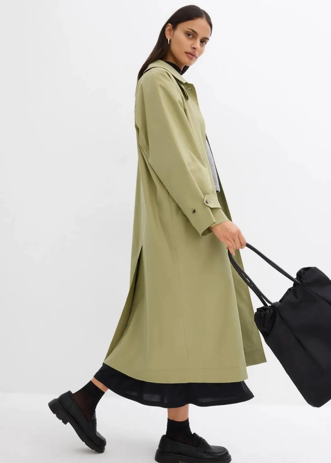 bonprix Bekleidung·Hosen|Jacken & Mäntel^Trenchcoat mit Laschen olivkhaki