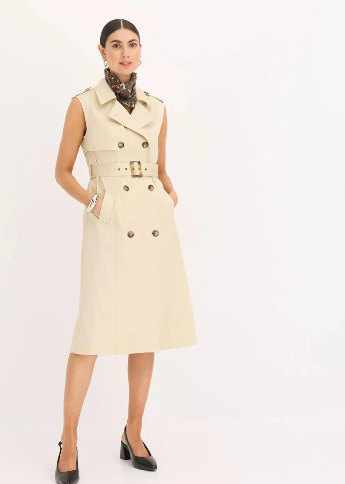 bonprix Bekleidung·Pullover & Strickjacken|Kleider^Trenchkleid mit Gürtel (2-tlg.) hellsand