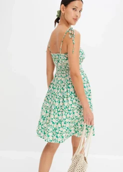 bonprix Kleider|Nachhaltigere Materialien^Trägerkleid natur/grün/dunkelkhaki/schlammgrün geblümt