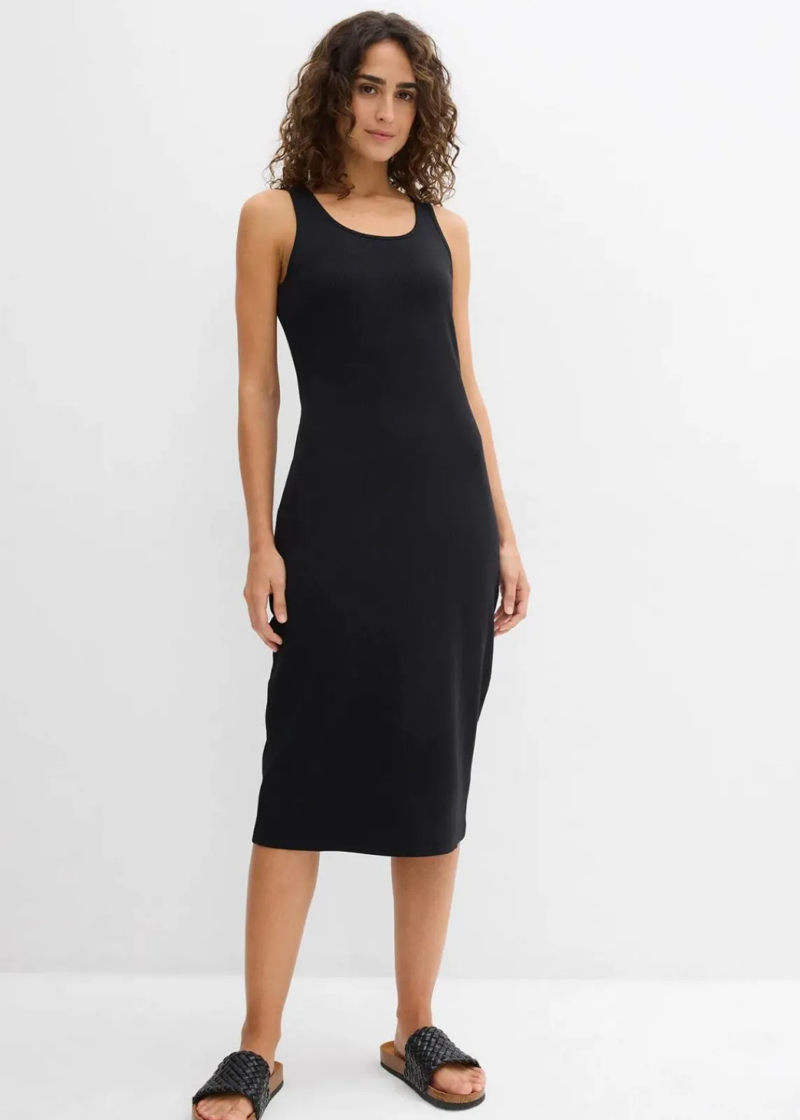 bonprix Bekleidung·Röcke|Basics^Trägerkleid aus Bio- Baumwoll-Stretch schwarz
