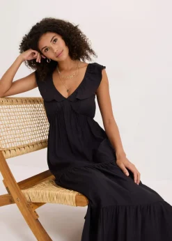 bonprix Kleider|Bekleidung·Pullover & Strickjacken^Trägerkleid aus feinem Viskose-Mix schwarz