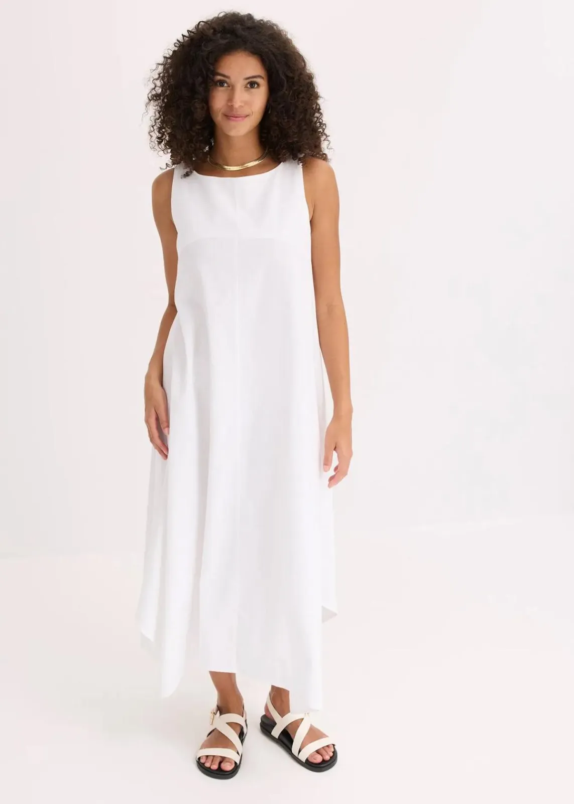 bonprix Kleider^Trägerkleid aus feinem Viskose-Mix weiß
