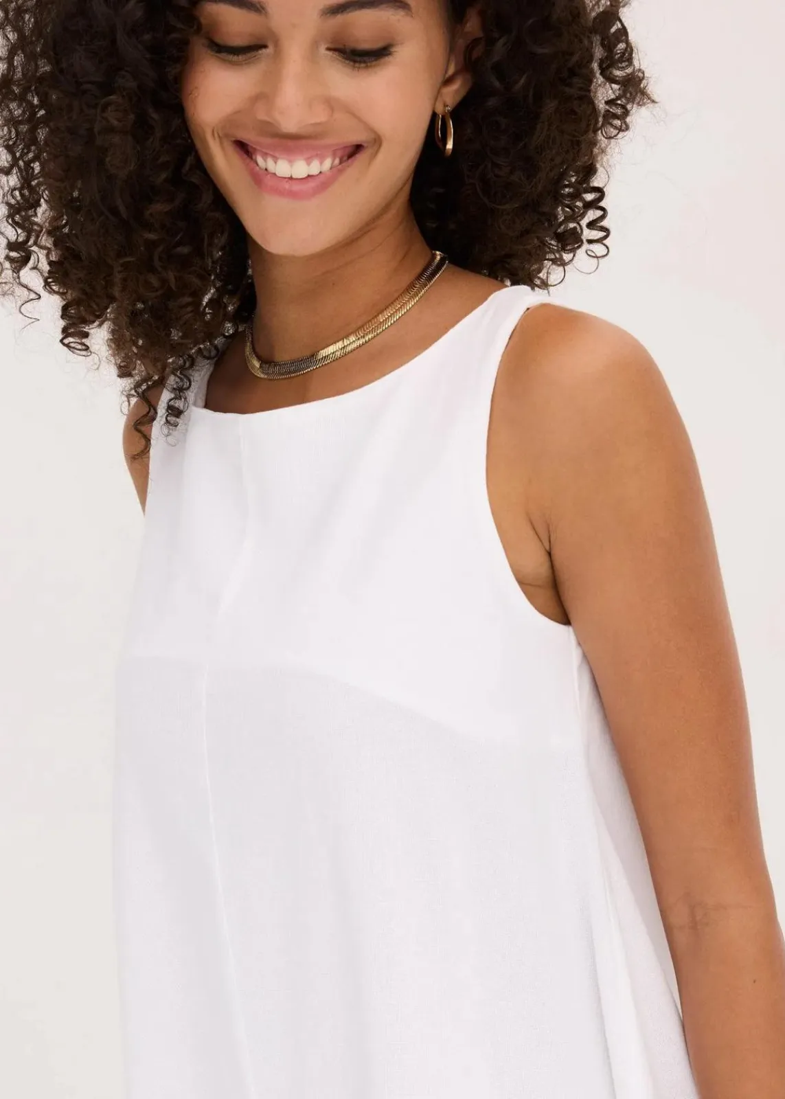 bonprix Kleider^Trägerkleid aus feinem Viskose-Mix weiß