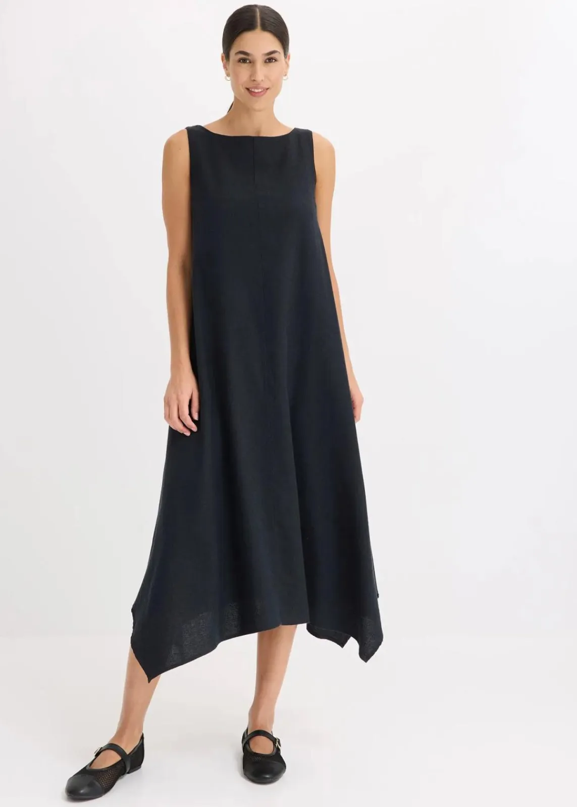 bonprix Kleider^Trägerkleid aus feinem Viskose-Mix schwarz