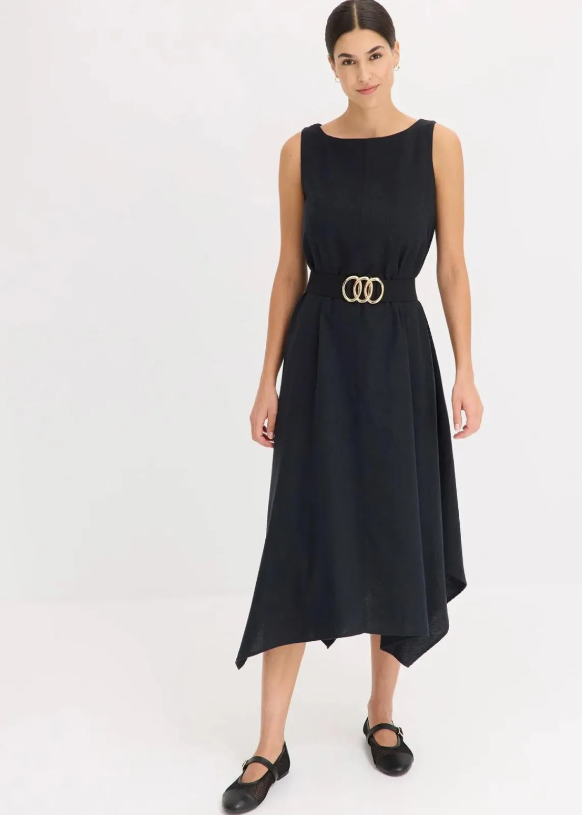 bonprix Kleider^Trägerkleid aus feinem Viskose-Mix schwarz