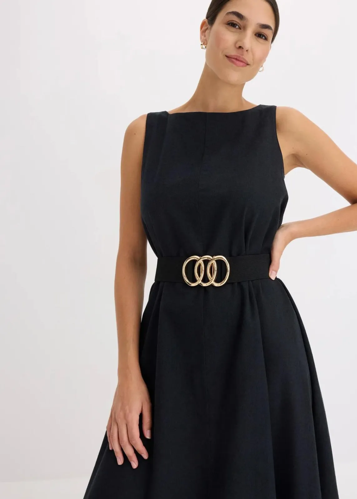 bonprix Kleider^Trägerkleid aus feinem Viskose-Mix schwarz