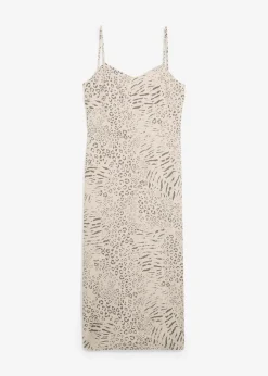 bonprix Kleider|Nachhaltigere Materialien^Trägerkleid aus fließender Viskose sand leo bedruckt