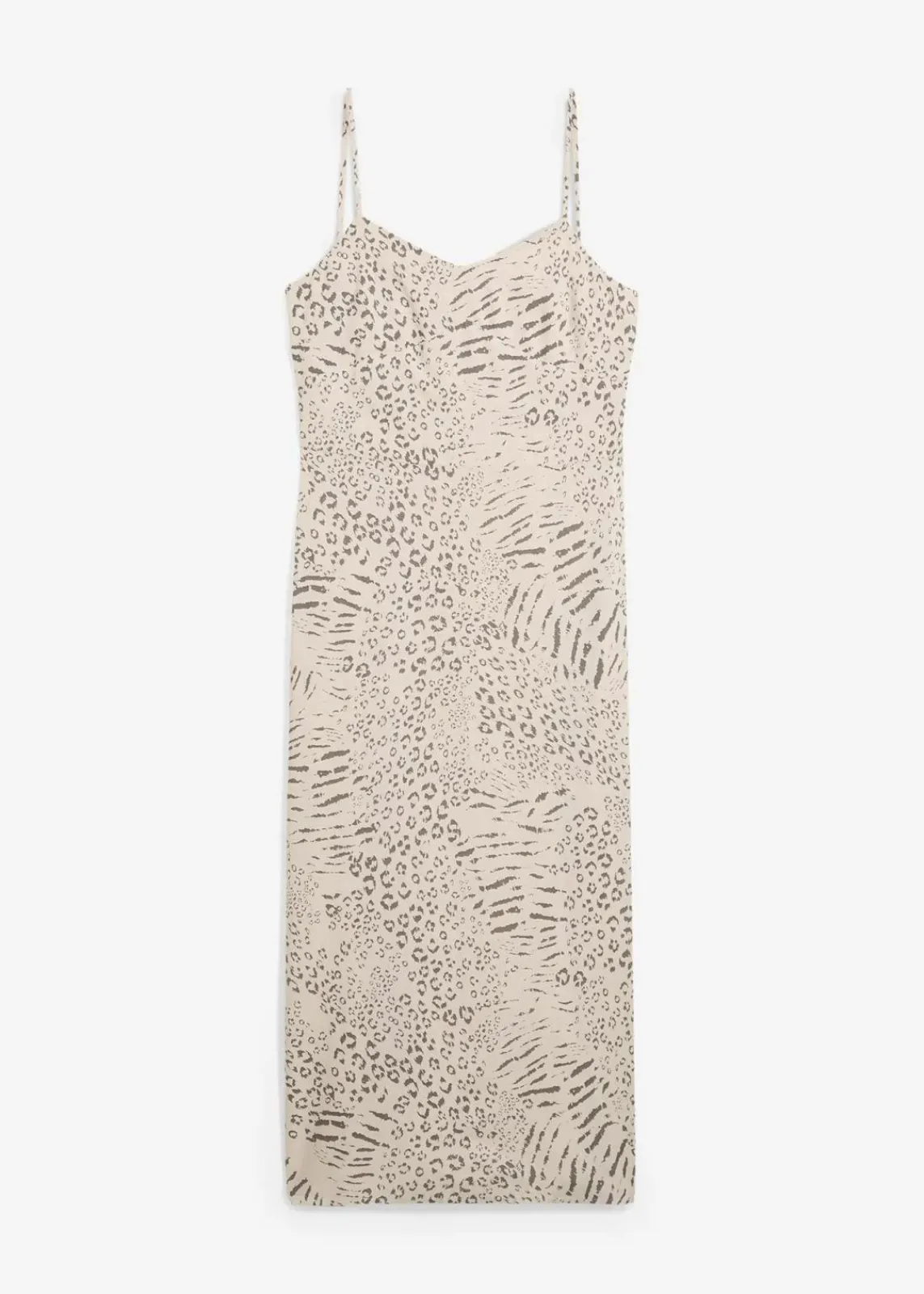 bonprix Kleider|Nachhaltigere Materialien^Trägerkleid aus fließender Viskose sand leo bedruckt