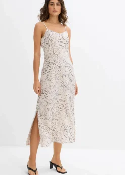 bonprix Kleider|Nachhaltigere Materialien^Trägerkleid aus fließender Viskose sand leo bedruckt