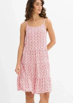 bonprix Nachhaltigere Materialien|Kleider^Trägerkleid aus fließender Viskose weiß/rot bedruckt