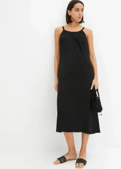 bonprix Bekleidung·Pullover & Strickjacken|Kleider^Trägerkleid aus leichtem Crêpe schwarz