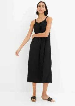 bonprix Bekleidung·Pullover & Strickjacken|Kleider^Trägerkleid aus leichtem Crêpe schwarz
