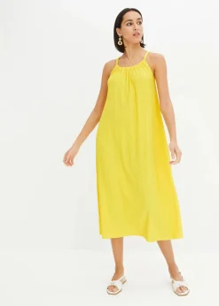 bonprix Nachhaltigere Materialien|Kleider^Trägerkleid aus leichtem Crêpe narzissengelb
