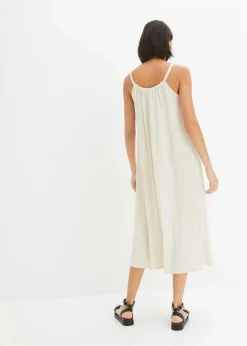bonprix Nachhaltigere Materialien|Kleider^Trägerkleid aus leichtem Crêpe kieselbeige
