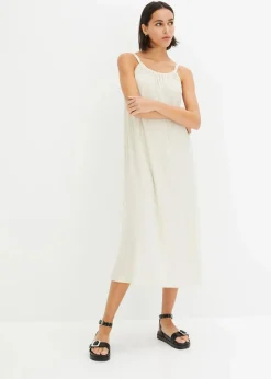 bonprix Nachhaltigere Materialien|Kleider^Trägerkleid aus leichtem Crêpe kieselbeige