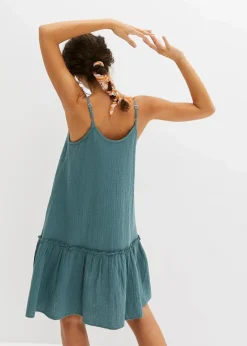 bonprix Bekleidung·Pullover & Strickjacken|Kleider^Trägerkleid aus Musselin graugrün