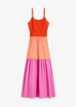 bonprix Bekleidung·Pullover & Strickjacken|Kleider^Trägerkleid aus reiner Baumwolle mandarinrot/lachs/lilapink