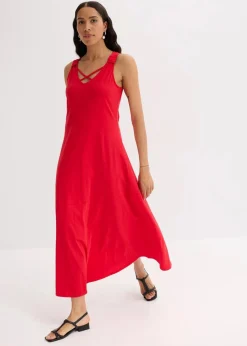 bonprix Kleider|Nachhaltigere Materialien^Trägerkleid aus reiner Bio-Baumwolle tiefrot