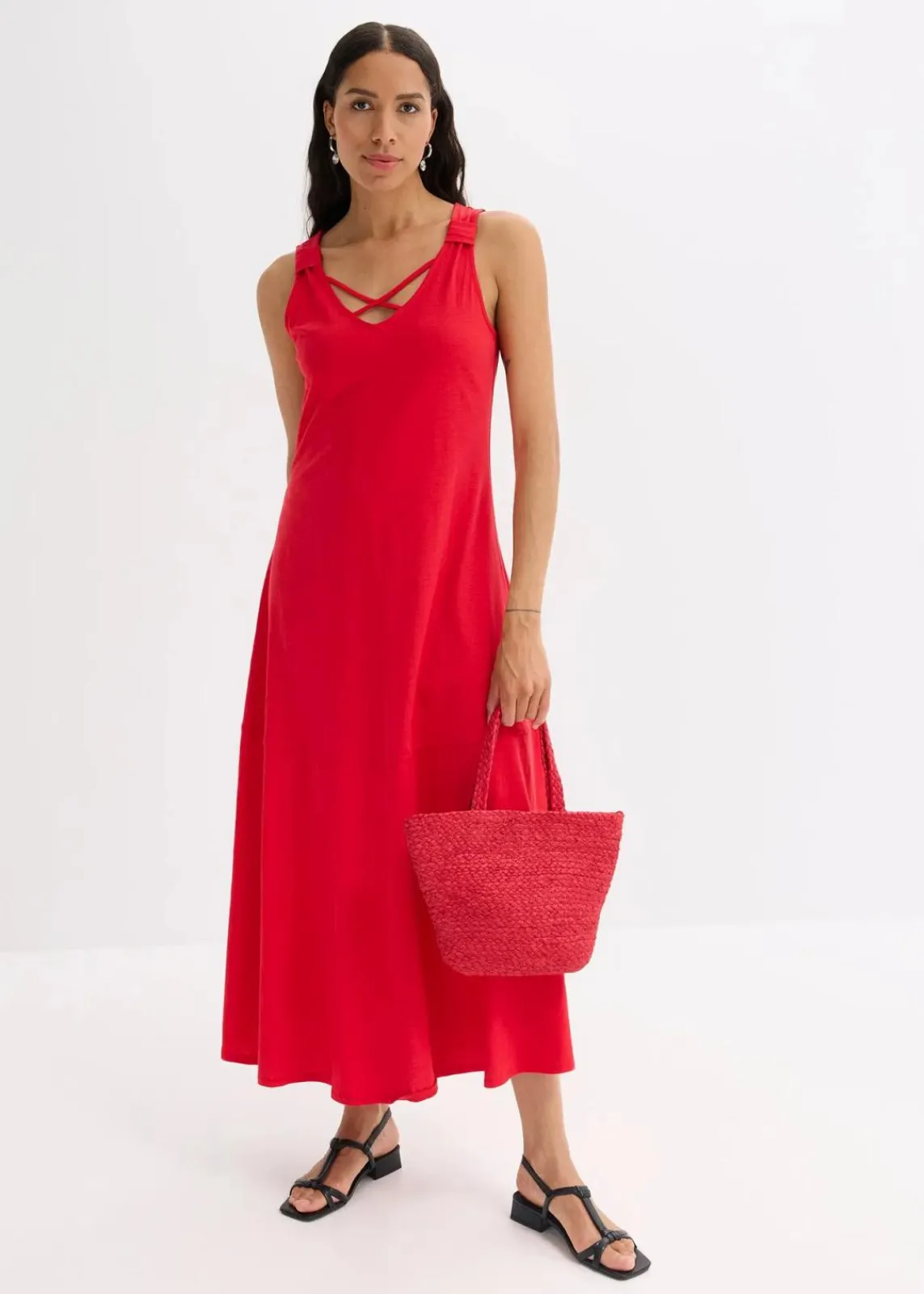bonprix Kleider|Nachhaltigere Materialien^Trägerkleid aus reiner Bio-Baumwolle tiefrot
