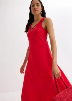 bonprix Kleider|Nachhaltigere Materialien^Trägerkleid aus reiner Bio-Baumwolle tiefrot