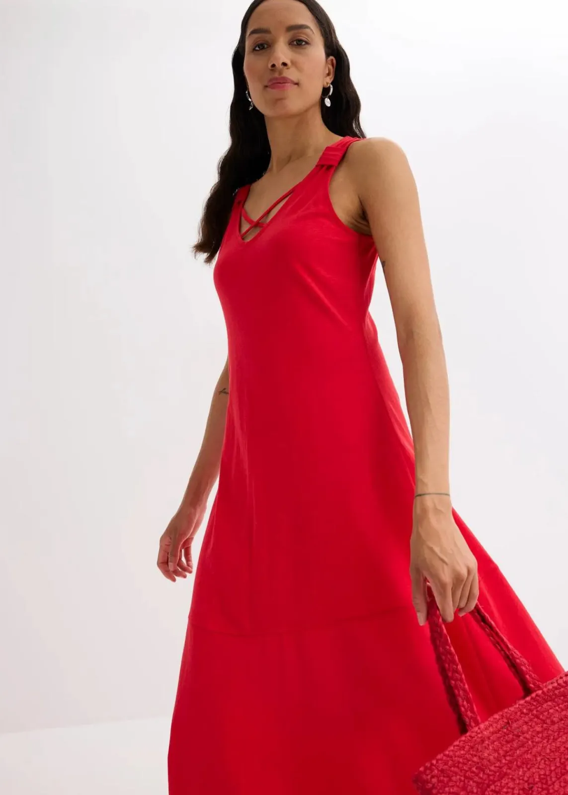 bonprix Kleider|Nachhaltigere Materialien^Trägerkleid aus reiner Bio-Baumwolle tiefrot