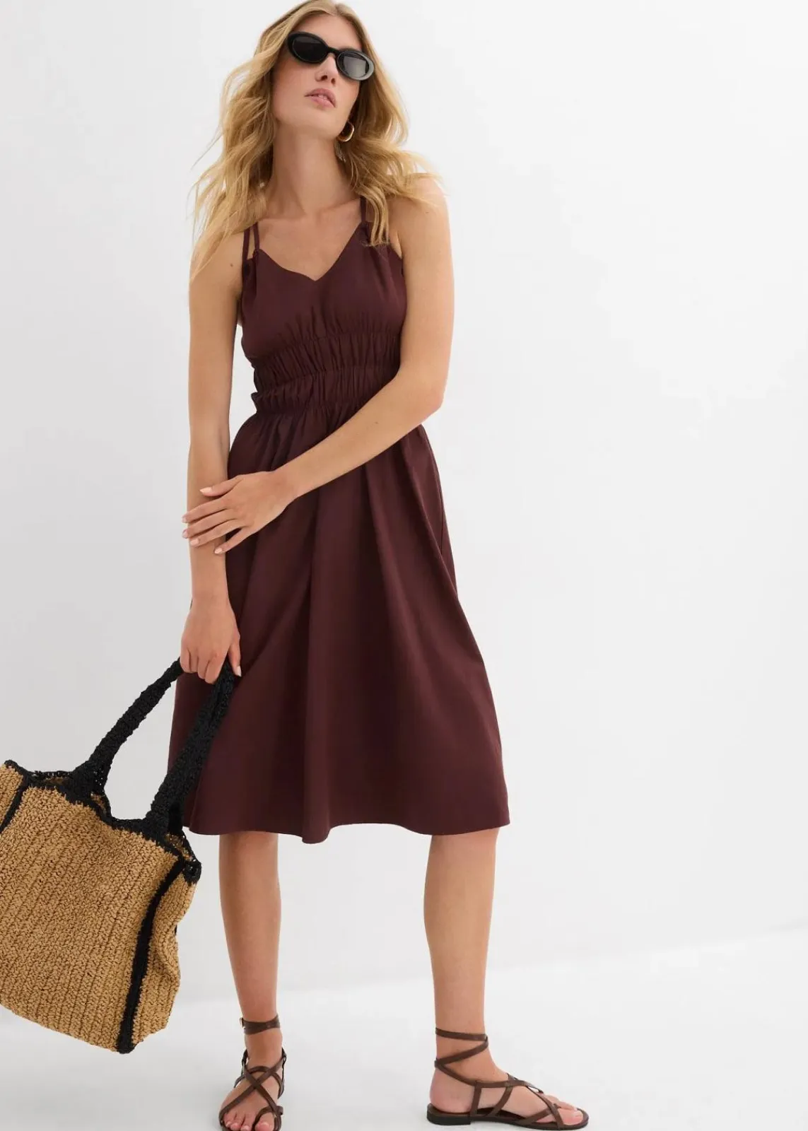 bonprix Kleider|Bekleidung·Pullover & Strickjacken^Trägerkleid aus reiner Bio-Baumwolle terrabraun